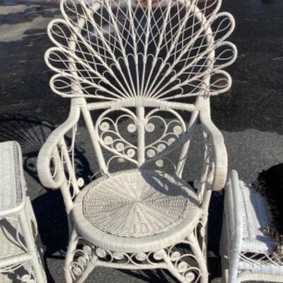 240 Victorian Style Wicker Armchair with Two Stands 