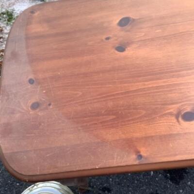 249 Wooden Coffee Table with Brass Floor Lamp 