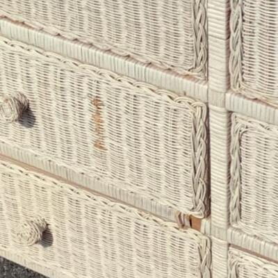 250 White Wicker Six Drawer Dresser  