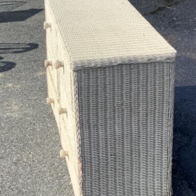 250 White Wicker Six Drawer Dresser  