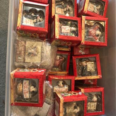 Large bin of various Maryâ€™s moo moo figurines 