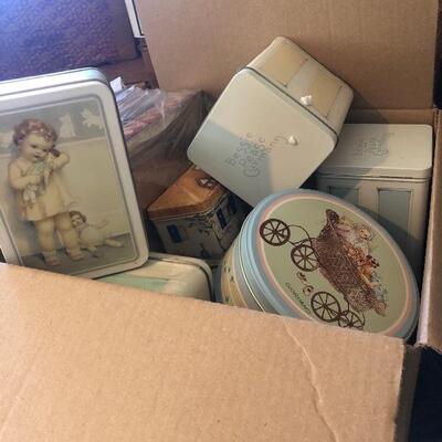 Box of various tins