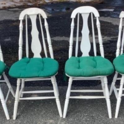 252 Set of Four Painted Wooden Chairs with cushions 
