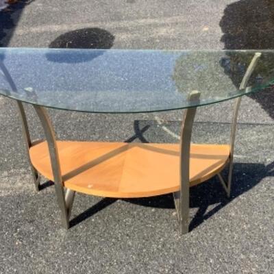 253 Glass Top Half Round Metal  Sofa Table 
