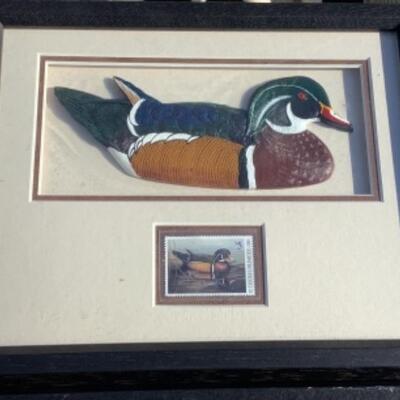 271 Pair of Framed Ducks Unlimited Duck Decoy and Stamp 