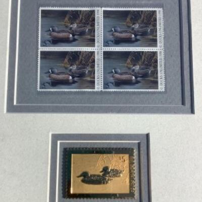 272 Pair of Framed Ducks unlimited Stamp and Gold Piece Sets 