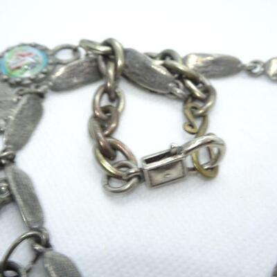Silver Tone Native American Themed Charm Pendant Necklace, Cross, Chief, Heart