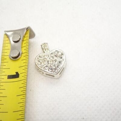Silver Tone Rhinestone Heart Pendant 