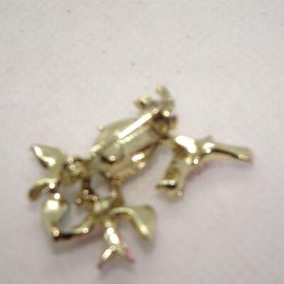 Pretty Pink Birds Brooch, Center Pearl, Bird Nest Brooch 
