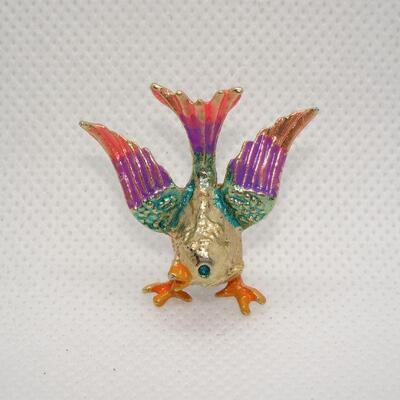 Colorful Spring Time Bird Brooch