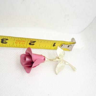 Roses are Girls Best Friend, Pink & Silver Tone Rose Brooch 