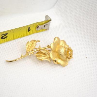 Trifari Gold Brooch, Rose Brooch MCM