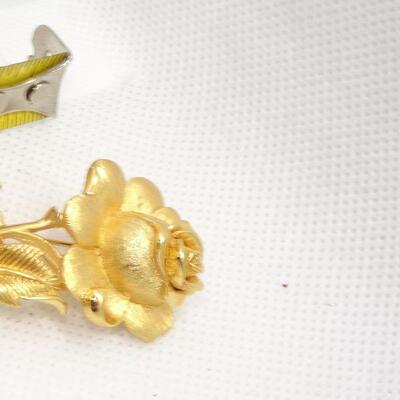 Trifari Gold Brooch, Rose Brooch MCM