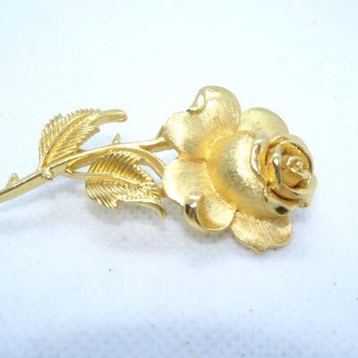 Trifari Gold Brooch, Rose Brooch MCM