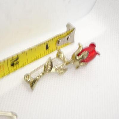 Gold Tone Ruby Red Rose Pin 
