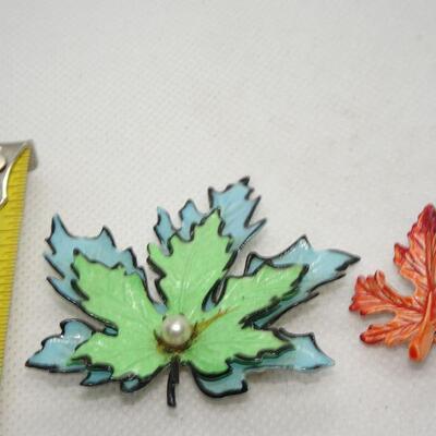2 Fall Maple Leaf Pins, Brooches