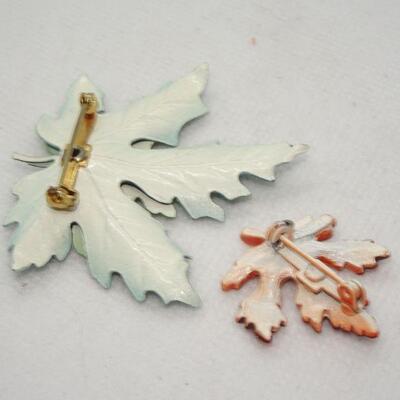 2 Fall Maple Leaf Pins, Brooches