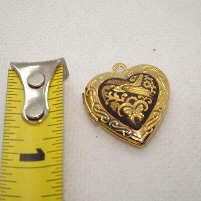 Gold plated Silver Heart Charm, Bird