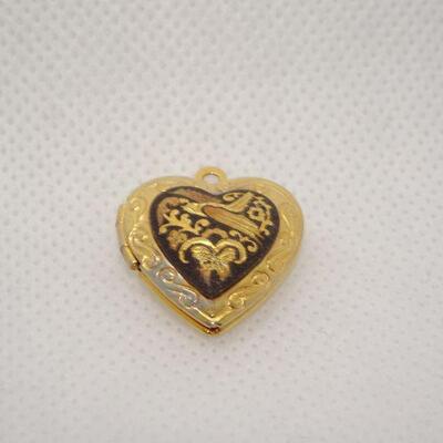 Gold plated Silver Heart Charm, Bird