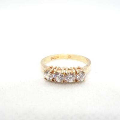 Dainty Gold Tone 4 Stone Rhinestone Ring 