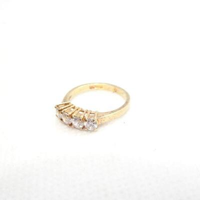 Dainty Gold Tone 4 Stone Rhinestone Ring 
