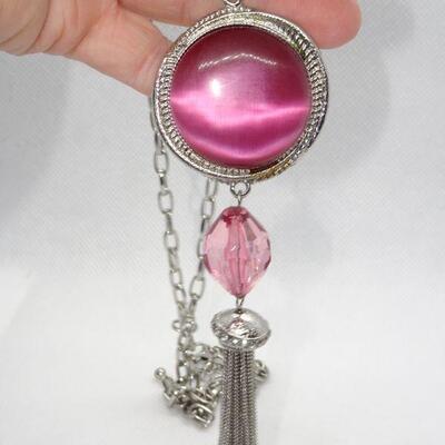 Silver, Pink & Purple Necklace, Different colors on each side 