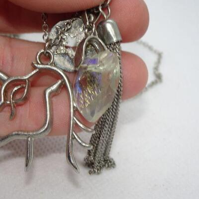 Unicorn & Star & Hearts Silver Tone Necklace 