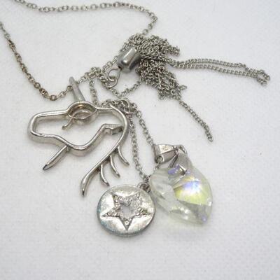 Unicorn & Star & Hearts Silver Tone Necklace 