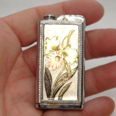 Silver & Gold Etched Lighter Fancy Floral 