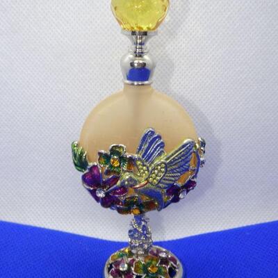 Must Have Glass & Metal Hummingbird Perfume Bottle 