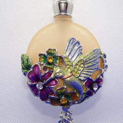 Must Have Glass & Metal Hummingbird Perfume Bottle 