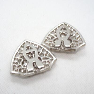 Art Deco Rhinestone Silver Tone Shoe Clips - Missing Stones 
