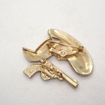 Annie Oakley Style Brooch & Gun Pin 