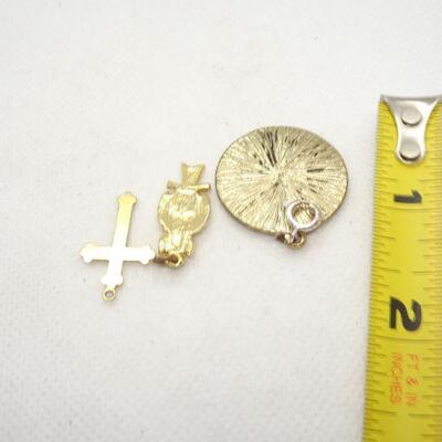 3 Gold Tone Charms, Hooter Owl, Cross and the Letter "C"