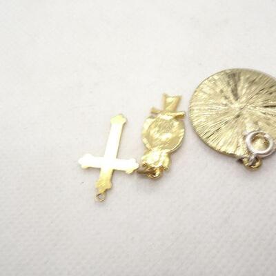 3 Gold Tone Charms, Hooter Owl, Cross and the Letter "C"