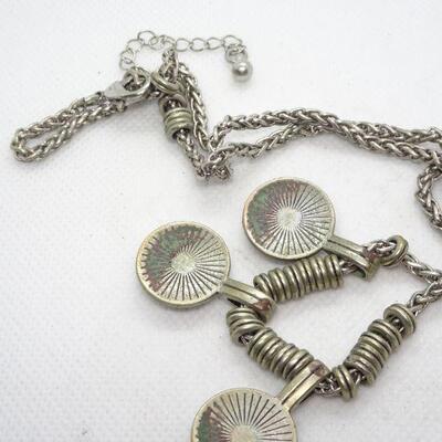 Silver Tone Faux Turquoise Necklace 