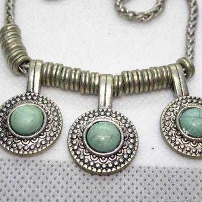 Silver Tone Faux Turquoise Necklace 