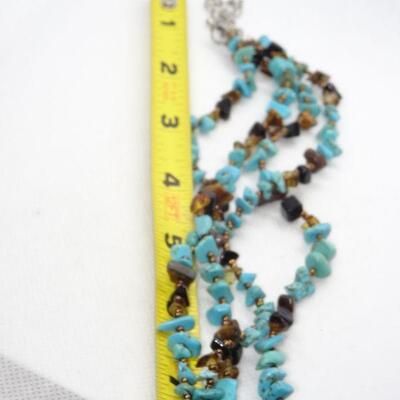 Turquoise & Brown Chip Necklace - Southwestern Style Necklace 