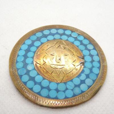 Turquoise & Copper Medallion Pendant 
