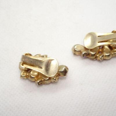 Opalescent & Multi Colored Rhinestone Clip Earrings, Mid Century Jewels