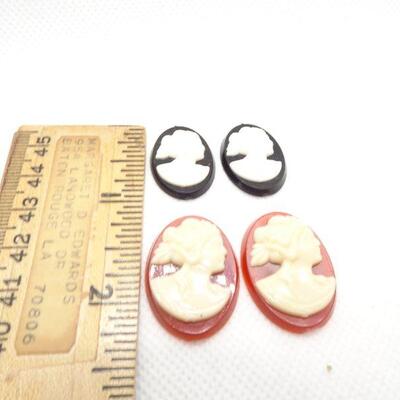 4 Piece - plastic Cameo Cabochon's 1950's