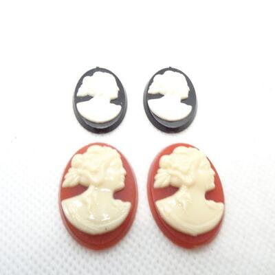 4 Piece - plastic Cameo Cabochon's 1950's