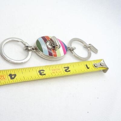 COACH Rainbow Striped Key Ring Holder 