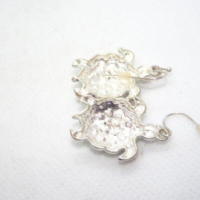 Silver Tone Rhinestone Hook Earrings 
