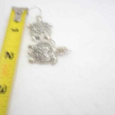 Silver Tone Rhinestone Hook Earrings 