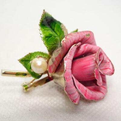 Pretty Pink Rose Pin, Brooch 