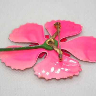 Pretty Pink Flower Pin - missing center stone 