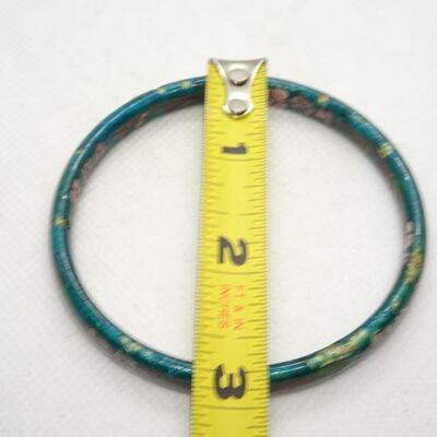 Teal Green CloisonnÃ©  Floral Bangle Bracelet 