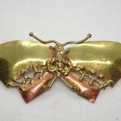 Handmade Craft Butterfly Brooch, Copper & Brass