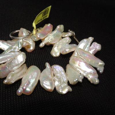 Freshwater Pearls & Silver Tone Bracelet - Never Worn